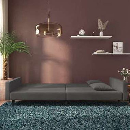 vidaXL 2人掛けソファベッド ピロー2点付き ダークグレー ベルベット家具