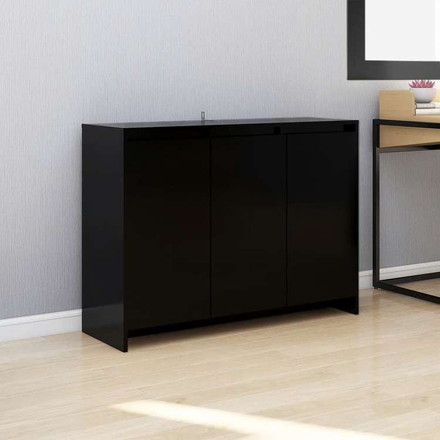 vidaXL サイドボード ブラック 102x33x75cm エンジニアリングウッド家具 キャビネット&収納