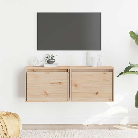 vidaXL ウォールキャビネット 2点 45x30x35 cm パイン無垢材家具 棚