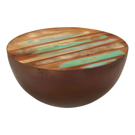 vidaXL ボウル型コーヒーテーブル O50×24.5cm 再生無垢材 家具 テーブル アクセントテーブル コーヒーテーブル