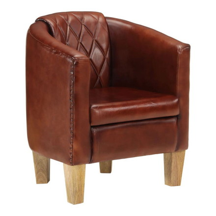 vidaXL タブチェア ブラウン 本革製 家具 チェア アームチェア リクライニングチェア