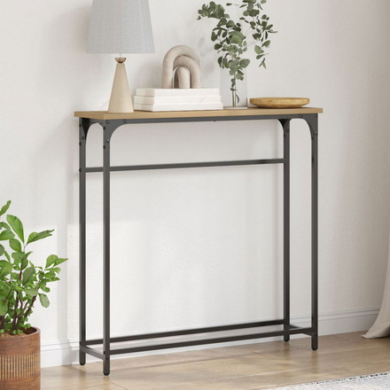 vidaXL コンソールテーブル アーチザンオーク 75x19.5x75 cm エンジニアードウッド & スチール家具
