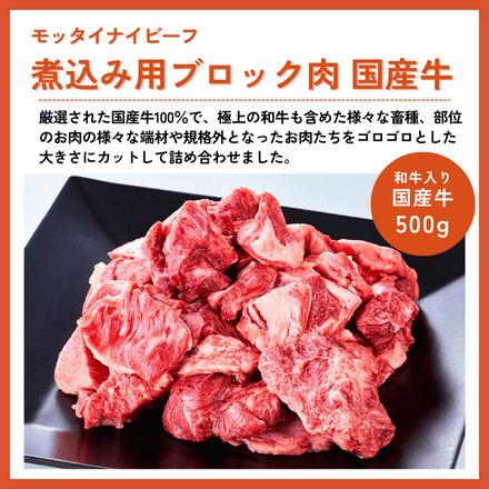 訳あり モッタイナイビーフ 煮込み用ブロック肉 国産牛 500g 【予約商品：11月24日以降順次発送】
