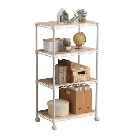 アイリスオーヤマ カラーメタルラック ウッドボード付き CMM-55104B ブラウン