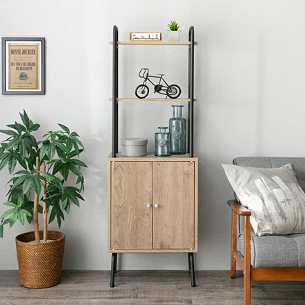 アイリスオーヤマ アイアンウッドストレージラック IWSR-480 ブラック/アッシュブラウン