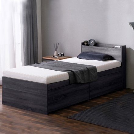 アイリスオーヤマ ウレタンマットレス付き大容量収納ベッド宮付き セミシングル DSBM-SS ブラック