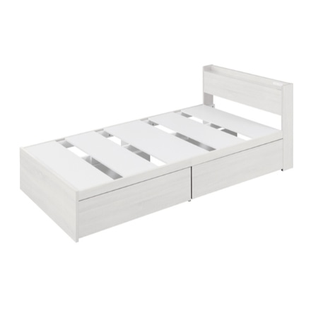 アイリスオーヤマ 〈ベッド単品〉大容量収納ベッド宮付き シングル DSBM-S オフホワイト