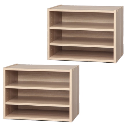 アイリスオーヤマ スタックボックス 棚付き STB-400T 2個セット ナチュラル