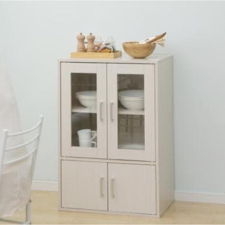 アイリスオーヤマ ガラスキャビネット オフホワイト GKN-9060