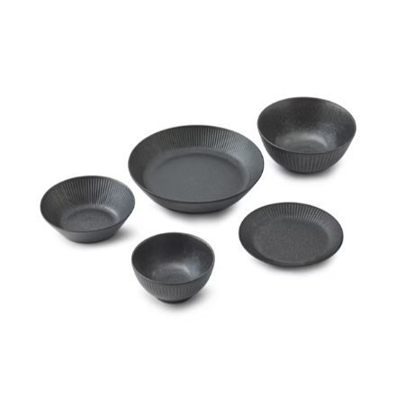アイリスオーヤマ 食器 5点セット MNW-5S ブラック