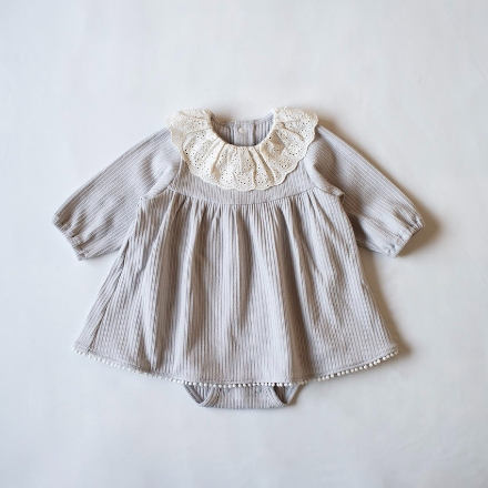 おめかしロンパース(レース) ライトグレー 70サイズ