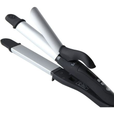 SALONIA 2WAY ストレート&カールアイロン 32mm SL-002A [シルバーブラック]