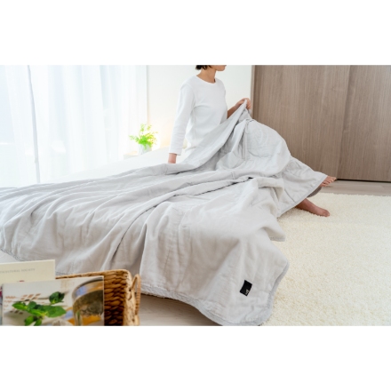 Fabric Plus無添加5重ガーゼキルトケット シングル アッシュグレー