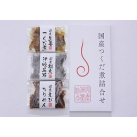 国産佃煮詰合せ CT-20A 国産生姜つくだ煮50ｇ 国産えびちりめん30ｇ 国産絹糸汐吹昆布20ｇ