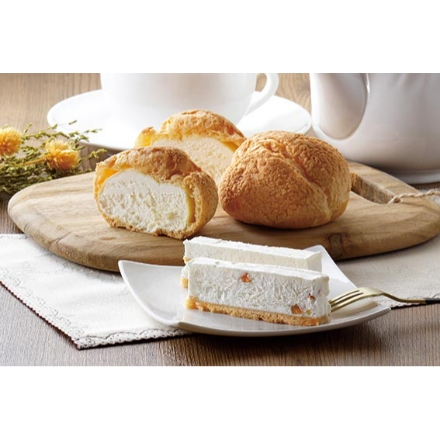 乳蔵北海道シュークリームレアチーズケーキ 北海道シュークリーム（ミルク）×6個、レアチーズケーキ（オレンジピール入り）100g