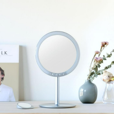 堀内鏡工業 LEDスタンドミラー ナピュアミラー hm-040 シルバー