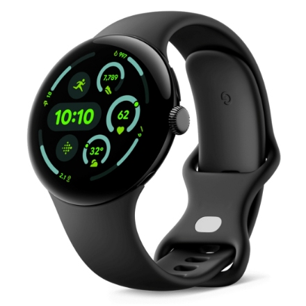 Google スマートウォッチ Pixel Watch 3 Wi-Fiモデル 45mm GA05785-US Matte Black アルミケース/Obsidian アクティブ バンド