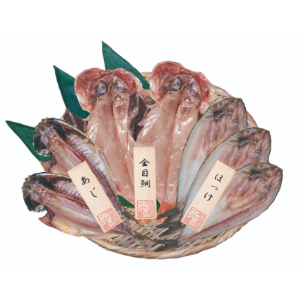 五島灘の塩 干物詰合せ [あじ100g×2、ほっけ140g×3、金目鯛160g×2]