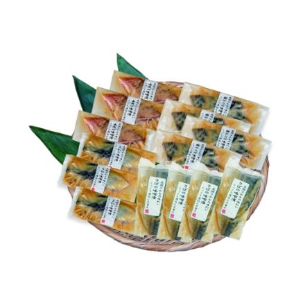 京味噌 漬け魚詰合せ [さわら80g×3、銀だら60g×4、さば80g×4、赤魚70g×3]