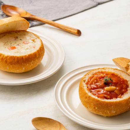 【東京】ラ・ロシェル監修 ブレッドボウルスープシチュー 4個（クリームスープ2個 ミネストローネ2個）