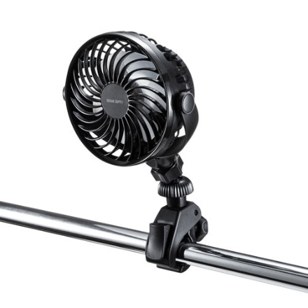 サンワサプライ 小型クランプ扇風機（充電式） VEH-FAN1 ブラック