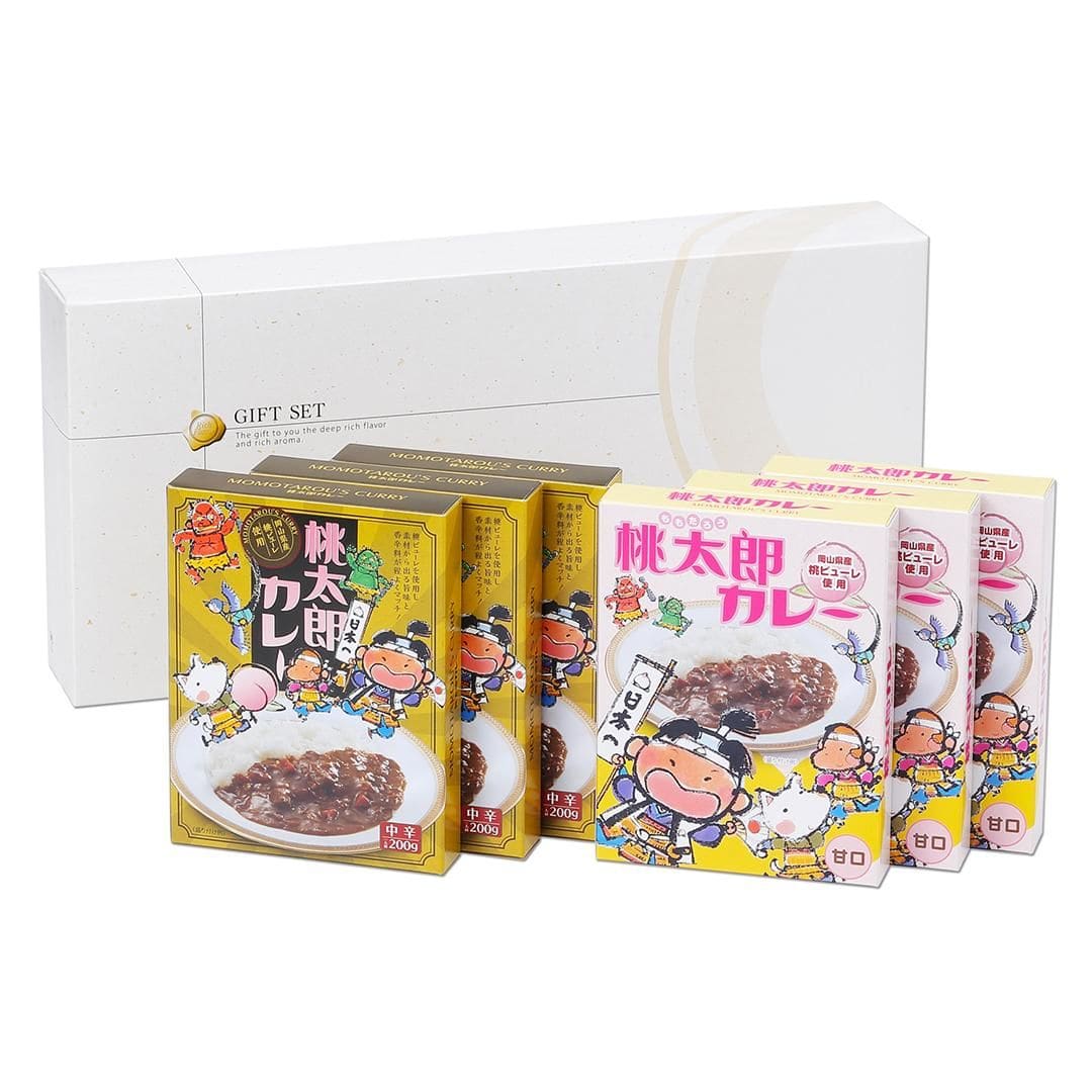 桃太郎カレー甘口・中辛（6P）（ビーフカレー（甘口）180g×3、ビーフカレー（中辛）200g×3）