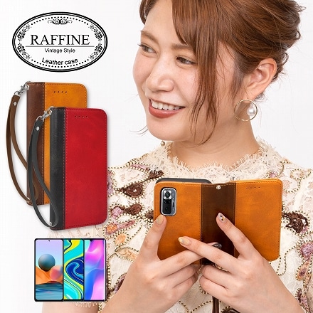 シズカウィル Xiaomi Mi Note10 Lite ケース カバー 手帳型 本革調 レザーケース イエローブラウン×ブラウン 1個入り