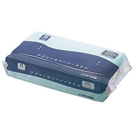 アズワンのペーパータオル 日本製 1袋 200枚入 再生紙100％ やわらかな風合い (7-6200-01)