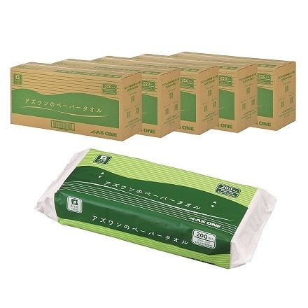 アズワンのペーパータオル 小判サイズ 5ケース (48袋/ケース×5ケース入) 5CS 再生紙100% やわらかな風合い (7-829-52)