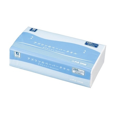 アズワンのペーパータオル ダブルソフト 1袋(200組入) 日本製 再生紙100% 2枚重ね (4-4063-01)