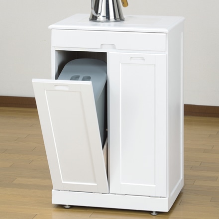 fam+ ファムプラス 天然木分別ダストボックス ネームラベル付き 2分別 ホワイト