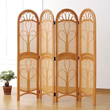 天然籐 スクリーン 4連