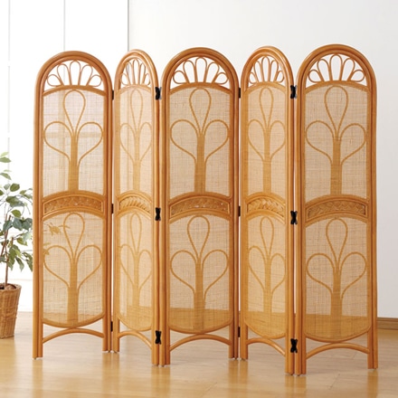 天然籐 スクリーン 5連