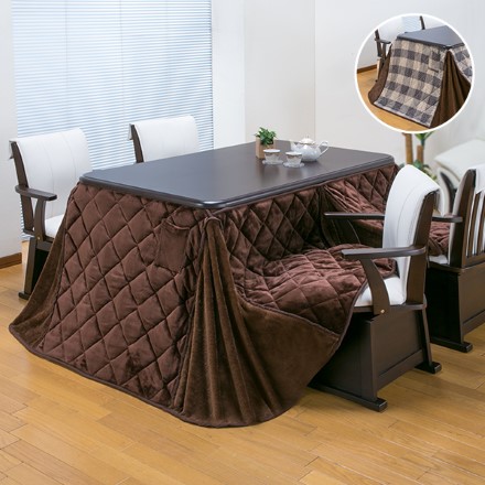 ダイニングこたつフルセット 135x80 テーブル+布団+チェアー4脚