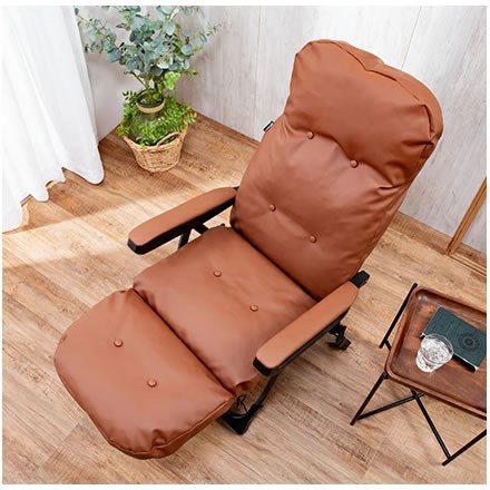 Gravina くつろぎのリクライニングアームチェアEX II サイドテーブル付き ヘーゼルブラウン