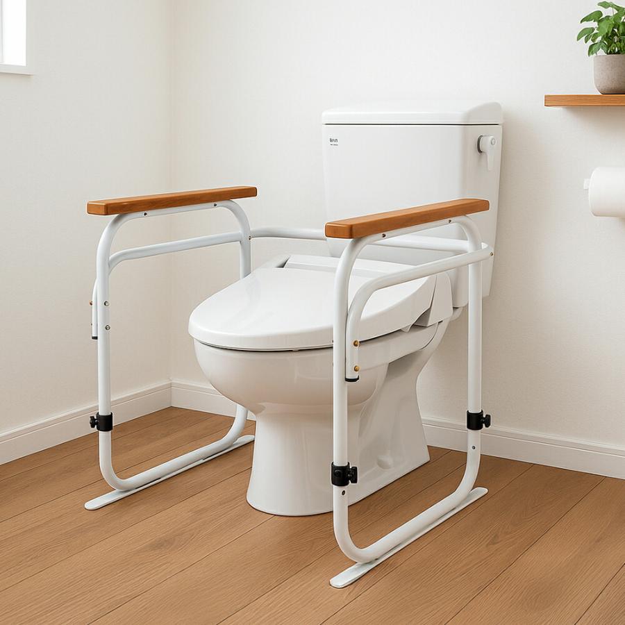 洋式トイレ用据置アーム 手すり 立ち上がり補助 転倒防止 介護用品 工事不要