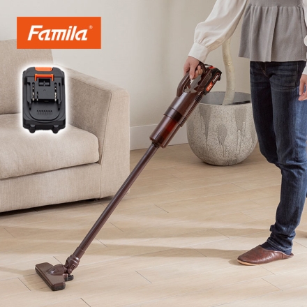 Famila コードレス掃除機 ハイパワークリーナー 6点セット 予備バッテリー付き ホワイト