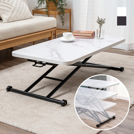 らくらく昇降式テーブル　大理石調