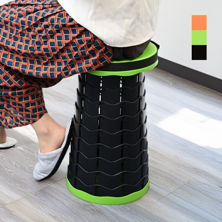 便利な伸縮式スツール 簡易 チェア オレンジ