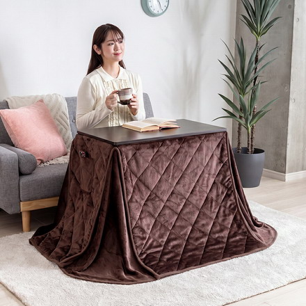 1人用 こたつ 2点セット 高さ3段階調整 75×40cm ハイタイプ 省スペース デスク 一人用こたつ こたつテーブル こたつ布団 省エネ 中間スイッチ オールシーズン 1年保証