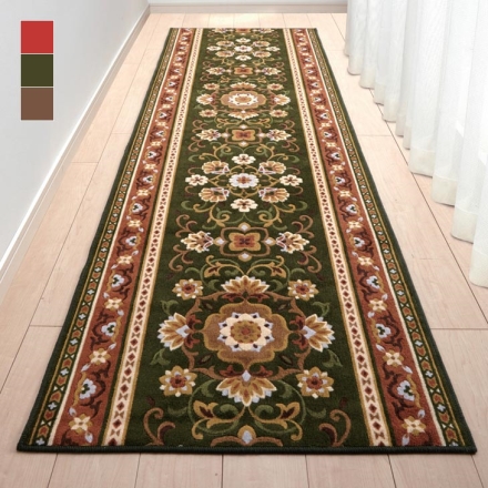 抗菌・防臭加工 アラベスク柄 廊下敷 65×440cm 日本製 グリーン