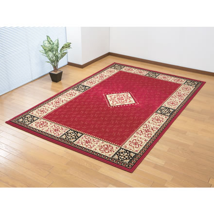 エジプト製 ウィルトン織 ダイニングカーペット 240×240cm ワイン