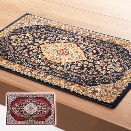 ウィルトン織玄関マット「ベルミラ」50×80cm ネイビー