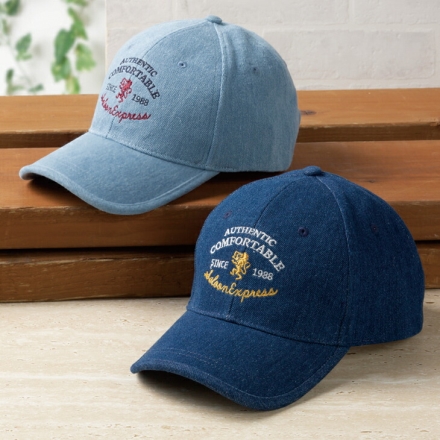 キャップ 2色組 デニムキャップ 刺しゅう入り 帽子 サイズ調整可能 綿100%