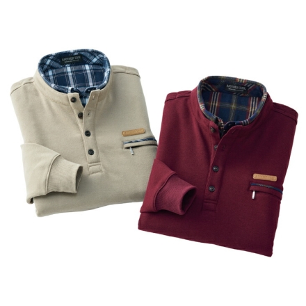 トレーナー 2色組 メンズ スウェット レイヤード トップス おしゃれ衿 Sサイズ