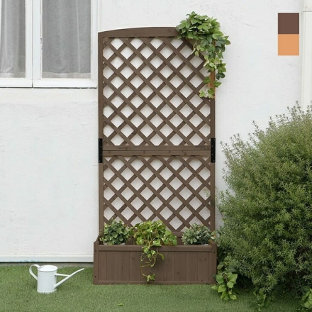 プランターボックス ラティス付き ダークブラウン
