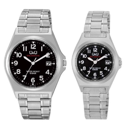Q＆Q ソーラー電源 腕時計 ペアセット 正規品 6ヵ月間保証　黒