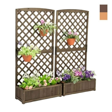 プランターボックス ラティス付き 2個組 ダークブラウン