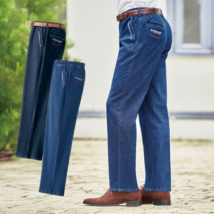 ダンロップ・リファインド デニム イージーパンツ 2色組 同サイズ メンズ ストレッチ ウエストゴム 股下60cm Mサイズ