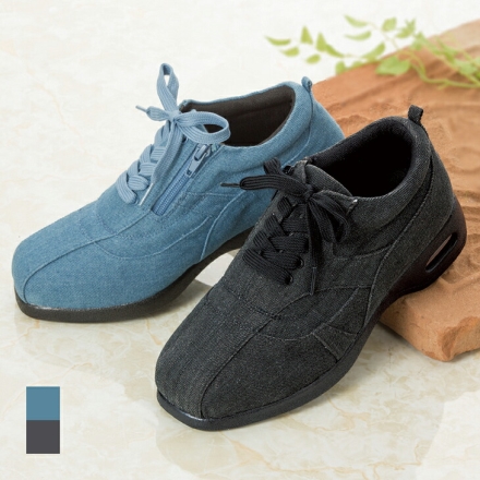 デニム ウォーキングシューズ 幅広5E 撥水素材 靴 シューズ 黒 24.0cm